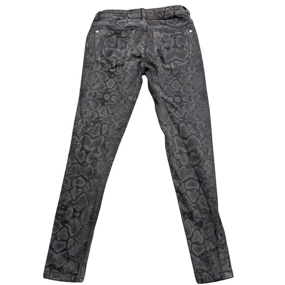 Zara Skinny Jeans Womens 4 Grey Black Snakeskin Animal Print Denim Mid Rise - Picture 3 of 7